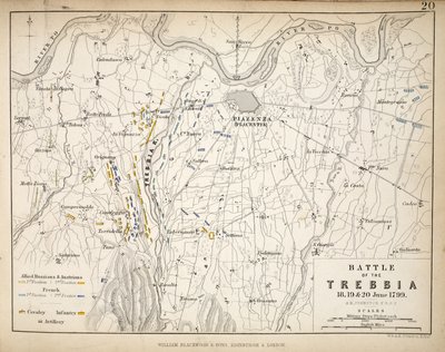 Carte de la Bataille de Trebbia, publiée par William Blackwood and Sons, Édimbourg et Londres, 1848 - Alexander Keith Johnston